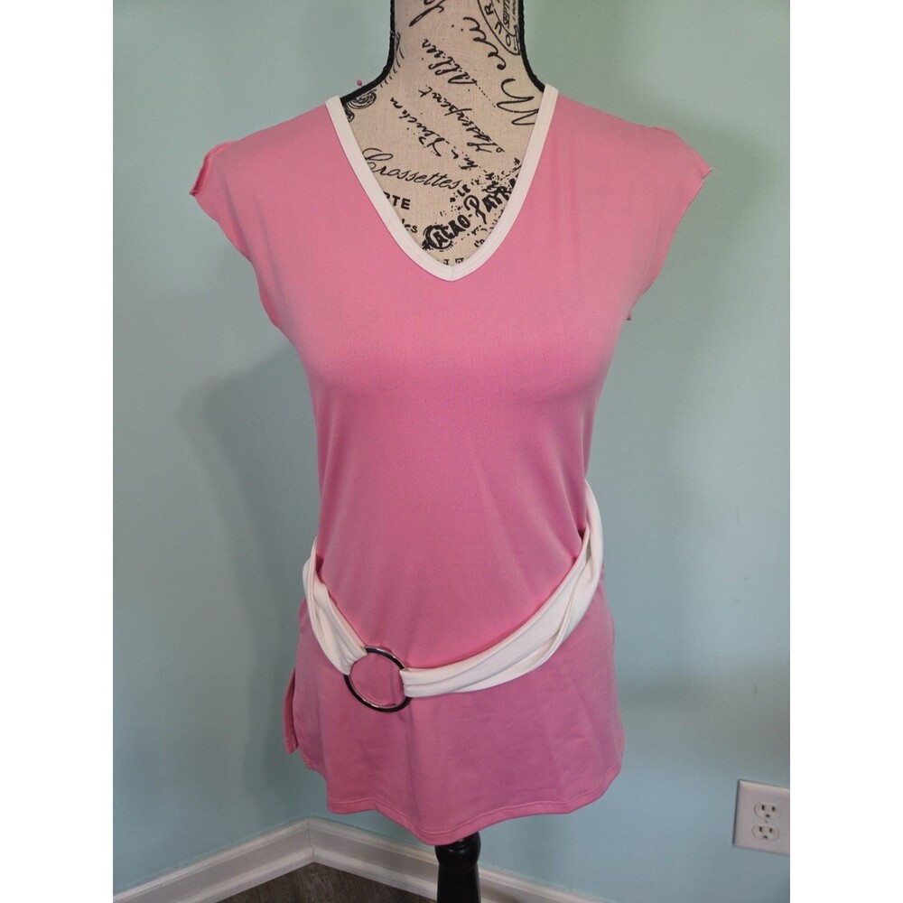 Pink belted shirt medium obe y2k vintage